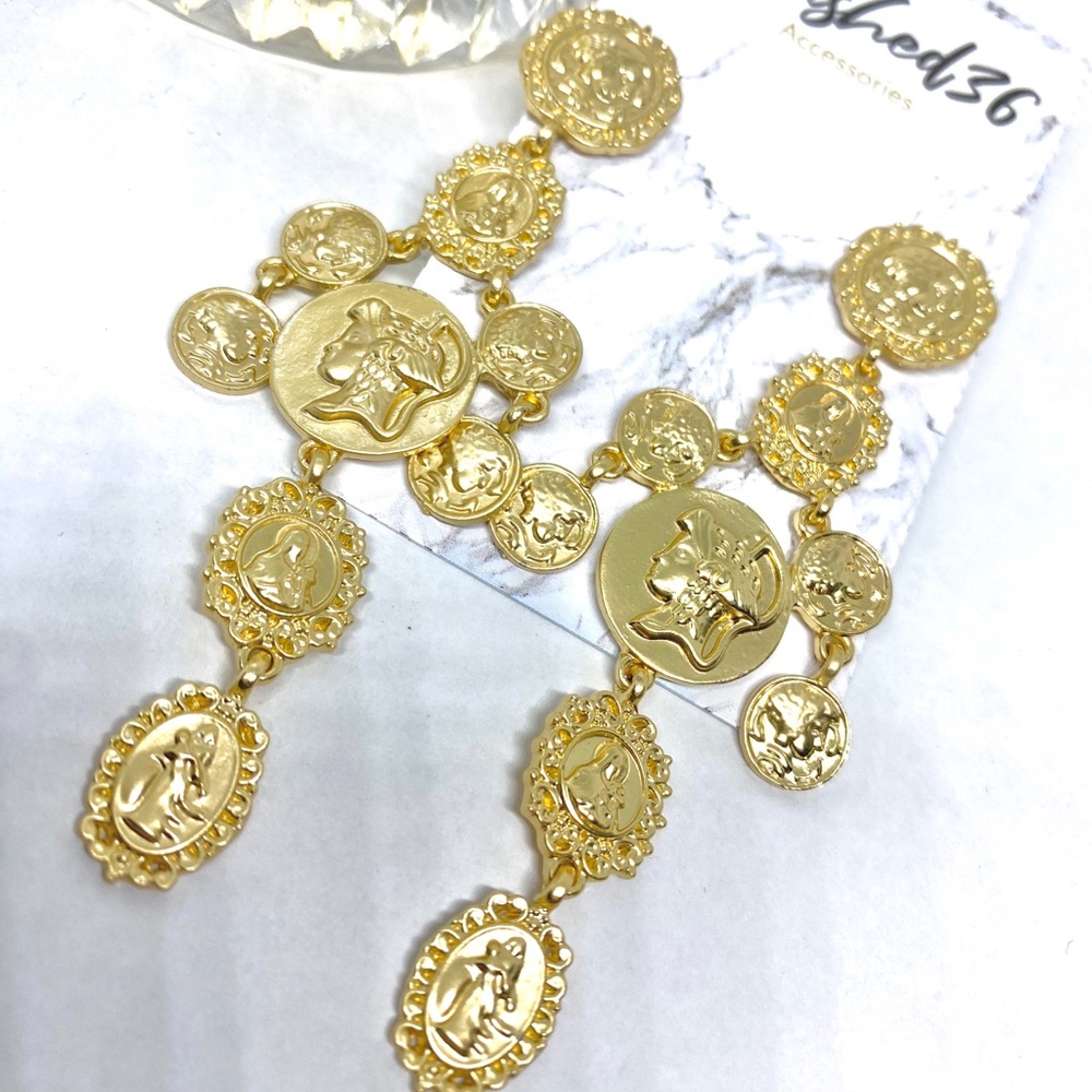 Golden Coined Drop Earrings *Brand New, Never worn*